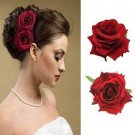 Red Velvet Rose Hair Flower Bridal Hair Clips Wedding Races Prom, BUY 2 GET 1