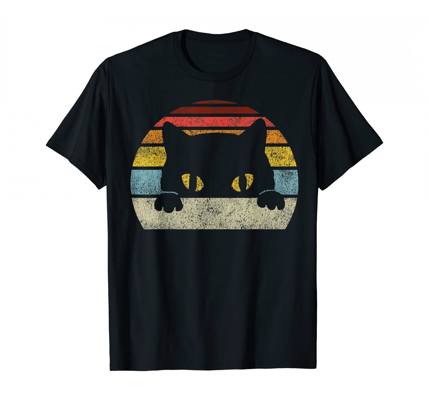 Vintage Black Cat Lover Retro Style Cats Gift T Shirt Tee Shirt S-2XL
