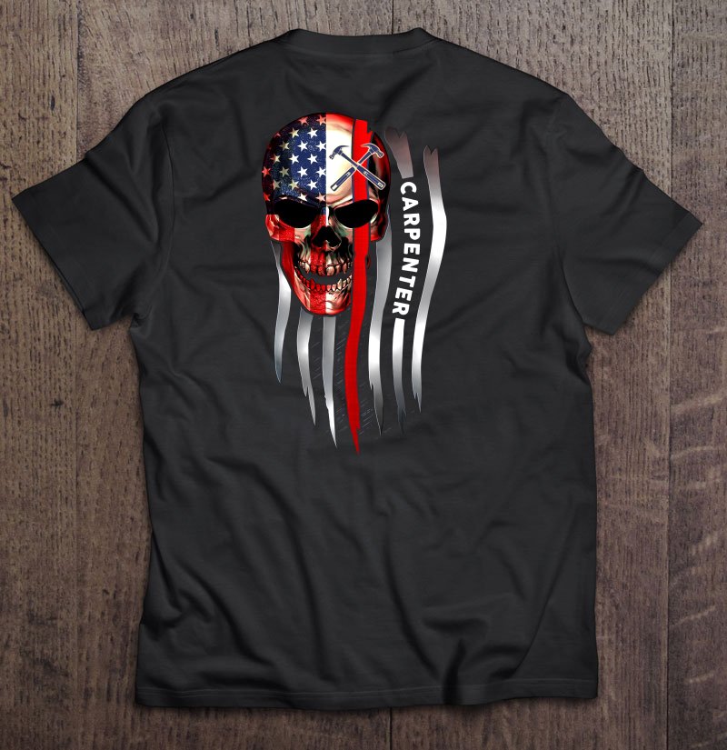 Carpenter American Flag Skull Version Tee Shirt S-3XL
