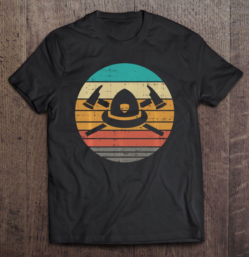 Firefighter Helmet Crossed Axes Retro Wildland Fireman Tee