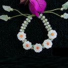 Beautiful Delicate Braided 5 Jadeite Jade Daisy Flower Beaded Bracelet Top Grade