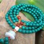 A + Tibetan 108 4mm Malachite Gemstone Prayer Beads Jade Guru Mala Necklace -18"