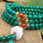 A + Tibetan 108 4mm Malachite Gemstone Prayer Beads Jade Guru Mala Necklace -18"