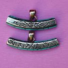 Tibetan Turquoise Inlays Carved Om Mani Double Dorje Brass Plated Amulet Pendant