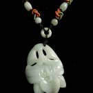 Silk Knots Beaded Chain  Carved Jadeite Jade Morning Glory Flower Necklace