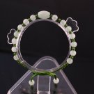 Beautiful Adjustable Light Green Barrel Jade Beaded Bracelet - Great for kids!
