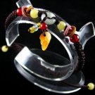 Braided Colorful Jade Beaded Leaf Circle Bracelet W Gift Pouch -Great for kids