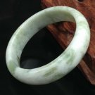 Natural Flat Light Green Glittering Jade Bangle Bracelet 60mm/2.36" W Gift Box