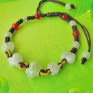 Delicately Carved 5 Top Grade Jadeite Jade Big Vivid Wealth Pig Beaded Bracelet