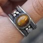 Large Adjustable Tibetan Oval Tiger Eye Gemstone Weaving Dotted Amulet Ring
