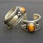 Large Adjustable Tibetan Oval Tiger Eye Gemstone Weaving Dotted Amulet Ring