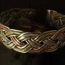 Wide Beautiful Tibetan 4 3-color Copper Strands Delicately Braided Cuff Bracelet