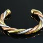 Long Solid Thick Round Indian 3-color Copper Delicately Braided Cuff Bracelet