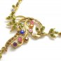 Pearl Twig Leaf Austrian Crystal Beaded Dangle Golden Necklace Earrings Set