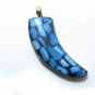 Big Crescent Moon Shaped Tibetan Brass Turquoise Gemstone Inlay Amulet Necklace