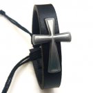 Big Adjustable Braided Hemp Cord Thick Leather Band Crucifix Cross Bracelet
