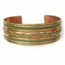 Huge Tibetan 3-Color Copper Delicate Braided Multi Strands Weaving Cuff Bracelet