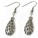 Beautiful White Copper Hollow Out Teardrop Shaped Charm Dangle Earrings