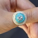Delicate Adjustable Turquoise Gemstone Inlay Carved Mantra OM Amulet Ring