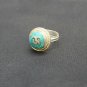 Delicate Adjustable Turquoise Gemstone Inlay Carved Mantra OM Amulet Ring