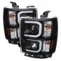 Chevy Silverado 1500 14-15 Projector Headlights - Light Bar DRL - Black - High H1