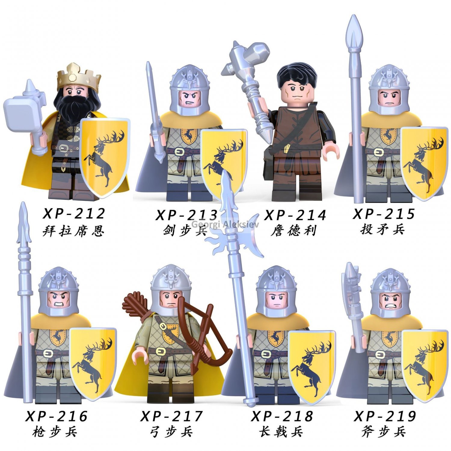 8Pcs/Set Building Blocks Minifigures Figurines Medieval Soldiers Army Type J
