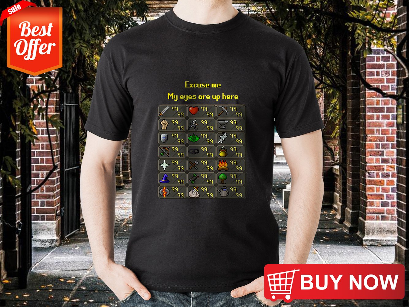 runescape my eyes are up here shirt
