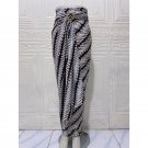 NEW INDONESIA BATIK WRAP SKIRT MODERN BATIK CLOTH MOTIF - WHITE JOGJA FLOWER PARANG