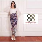 NEW INDONESIA BATIK WRAP SKIRT MODERN BATIK CLOTH MOTIF - BOUGENVYLE NAVYY