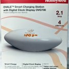 NEW SEALED Honeywell Ovale 2.1A Amp Smart Charging Station w/Digital Clock White