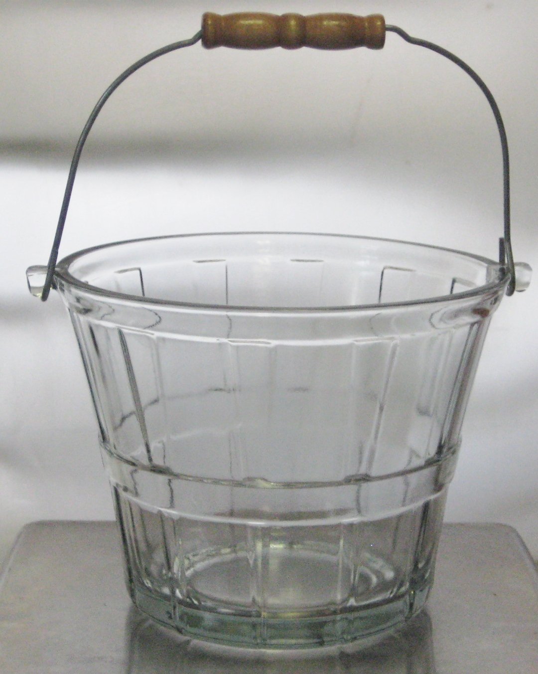 Anchor Hocking Glass Apple Basket Ice Bucket with Wire Bail Handle