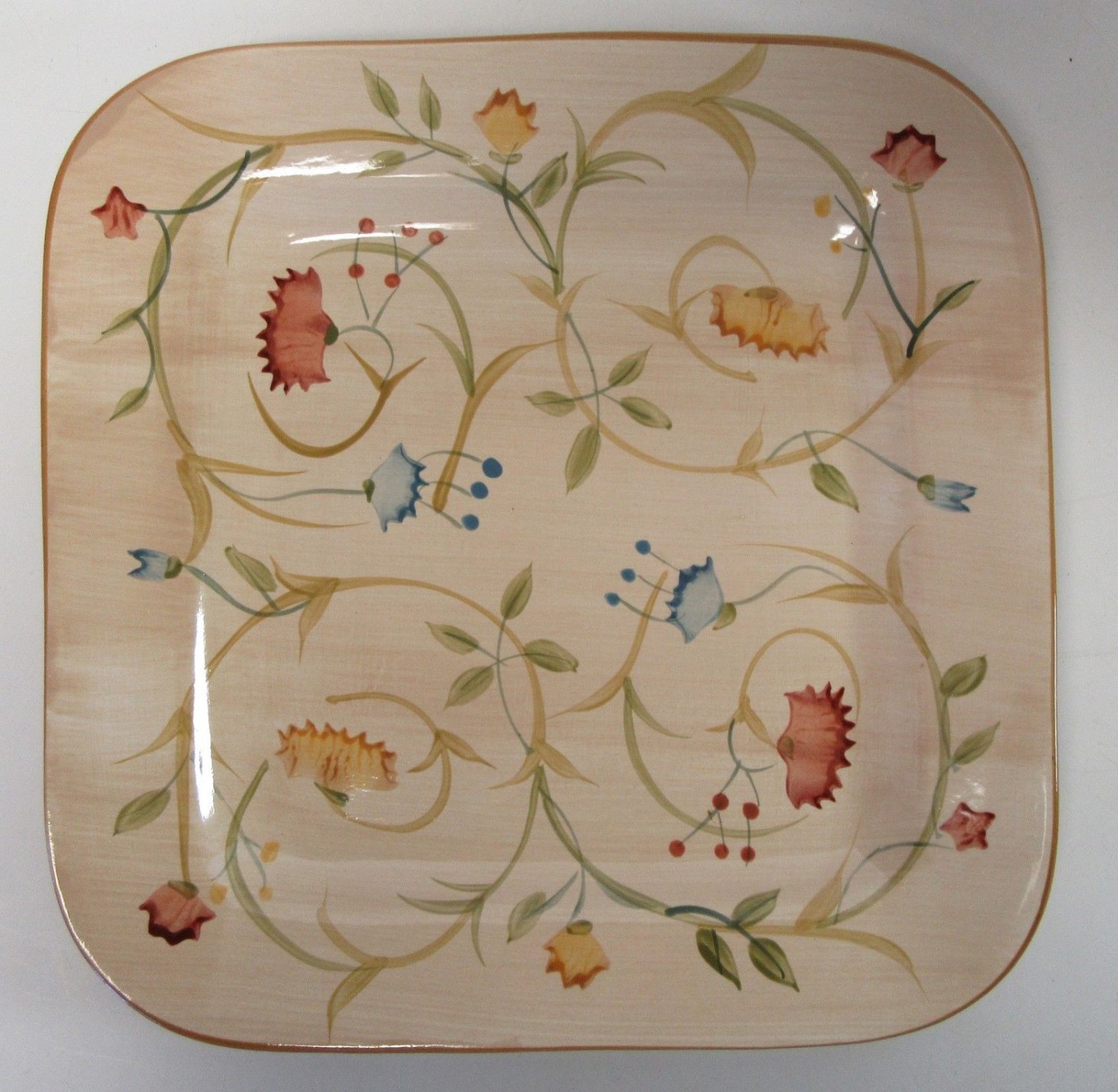 HOME china AMERICAN SIMPLICITY FLORAL pattern DINNER PLATE Square 11-1/4"
