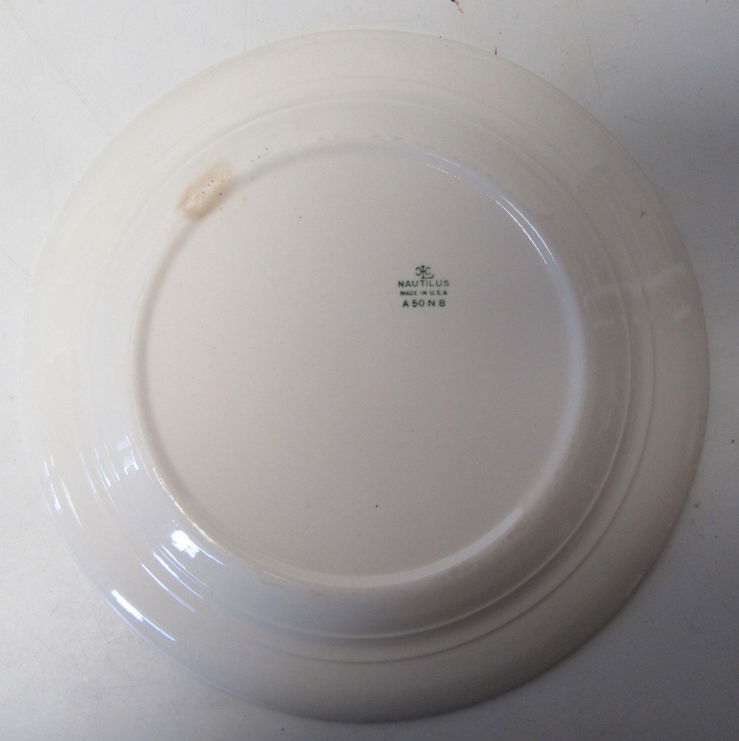 Homer Laughlin Magnolia Dinner Plate Eggshell Nautilus Gray Band a50n8