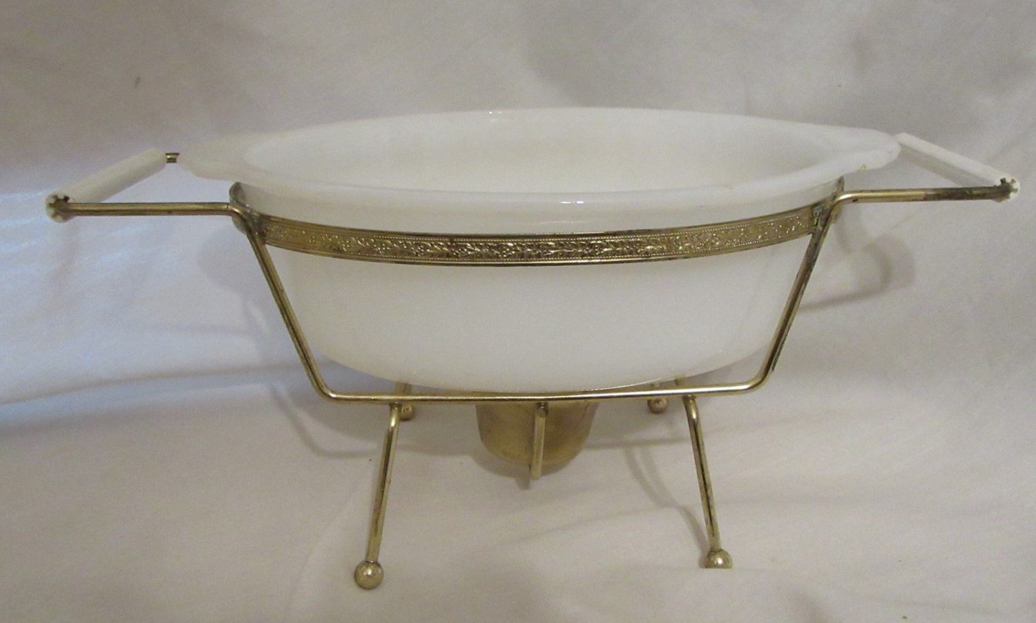 Vintage Mid Century Modern Fire King Casserole Chafing Dish Holder