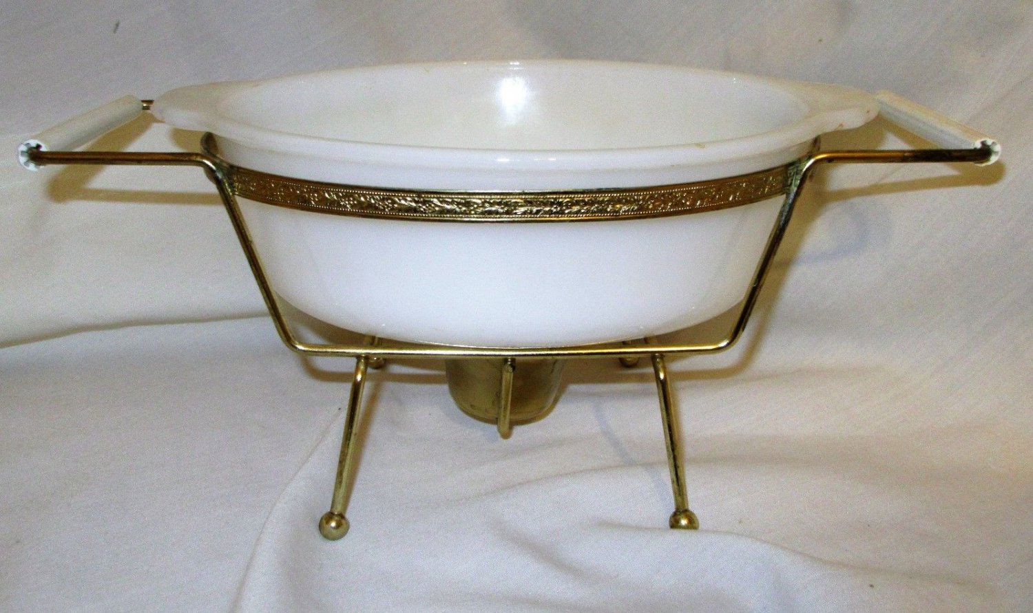Vintage Mid Century Modern Fire King Casserole Chafing Dish Holder