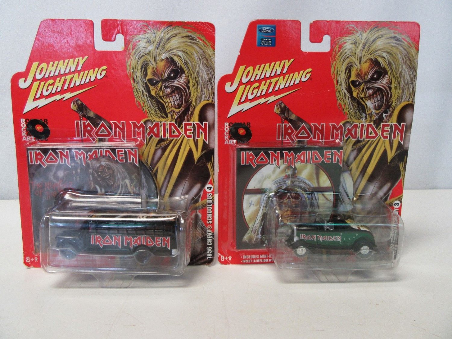 Johnny Lightning Hard Rock Art Iron Maiden 1956 Chevy Bus 1932 Ford Highboy 9308