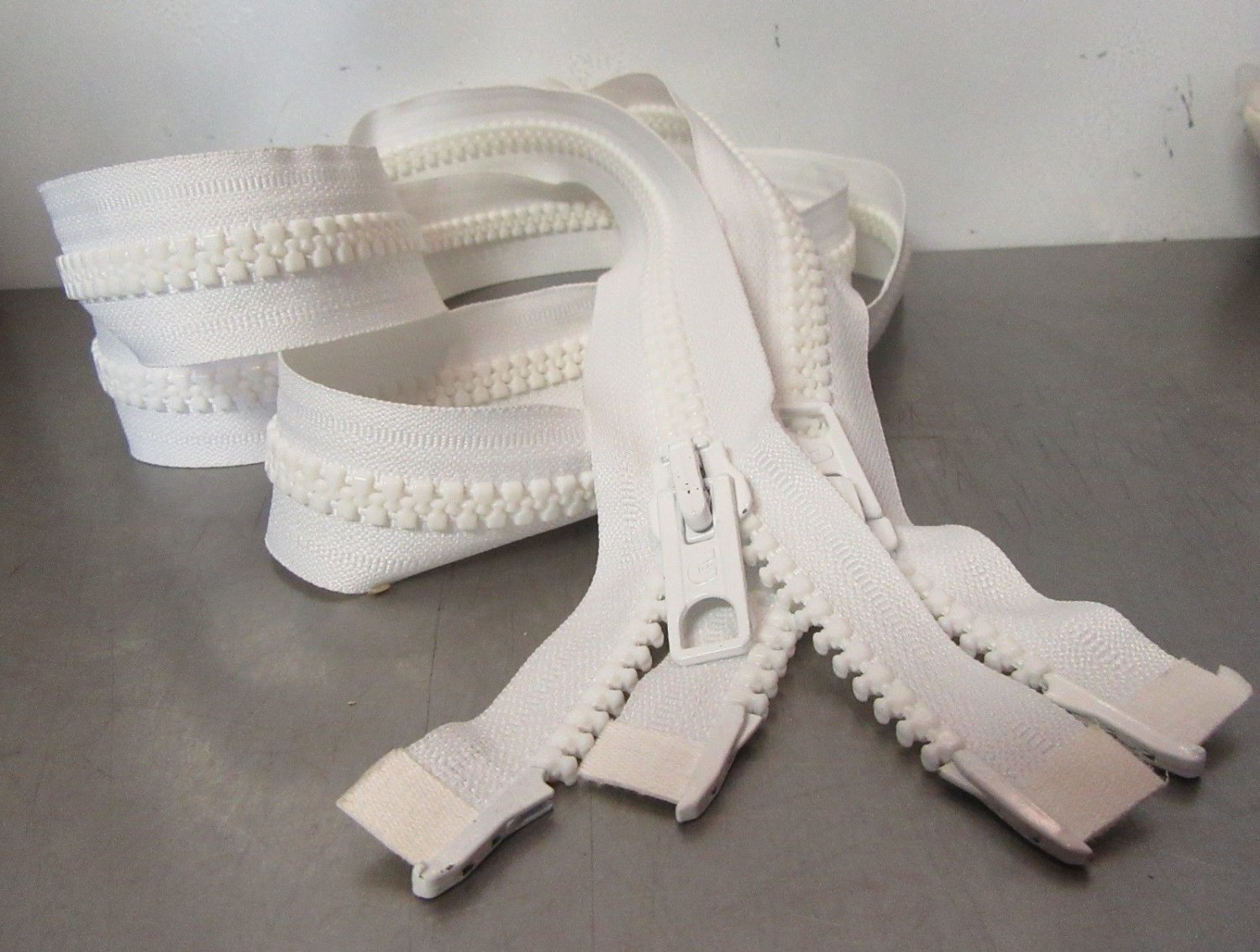 Upholstery Zipper White Tape 84" Double Slider TuWay Open End