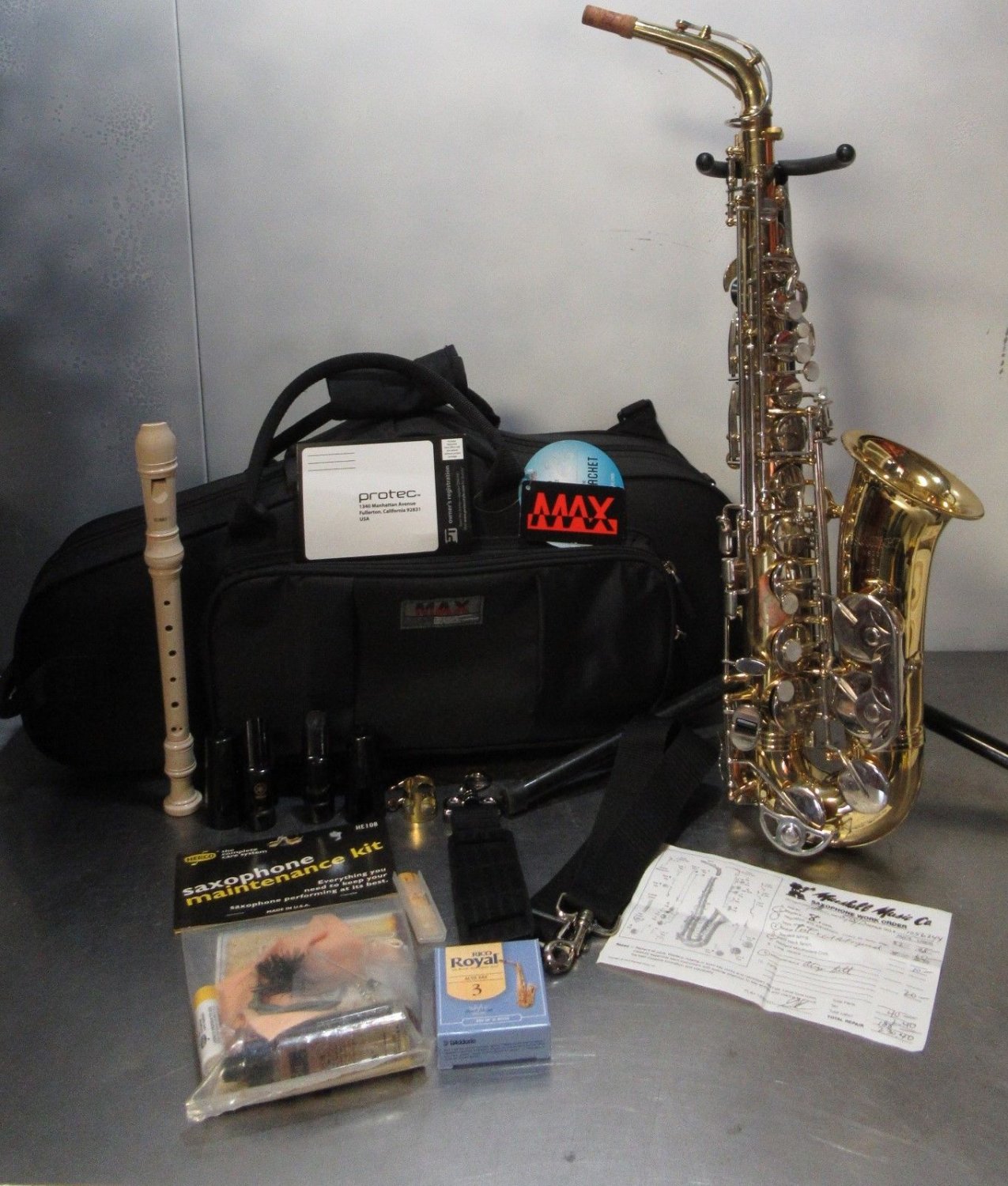 Selmer AS300 Alto Saxophone Case Reeds Recorder Maintenance Kit Strap