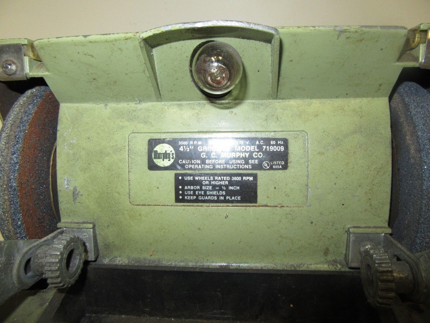 Vintage Bench Grinder 4 1/2" G.C Murphy Works Small Space Grinder