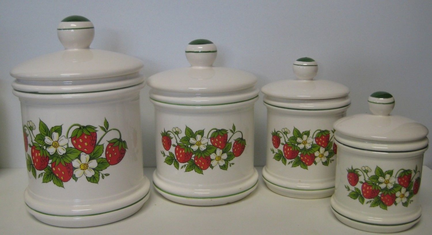 Strawberry Country Kitchen Canister Set 4 Total Made In Japan For Sears