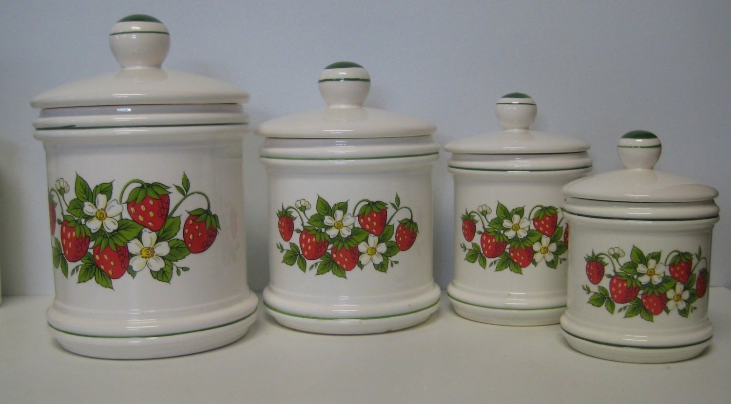 Strawberry Country Kitchen Canister Set 4 Total Made In Japan For Sears