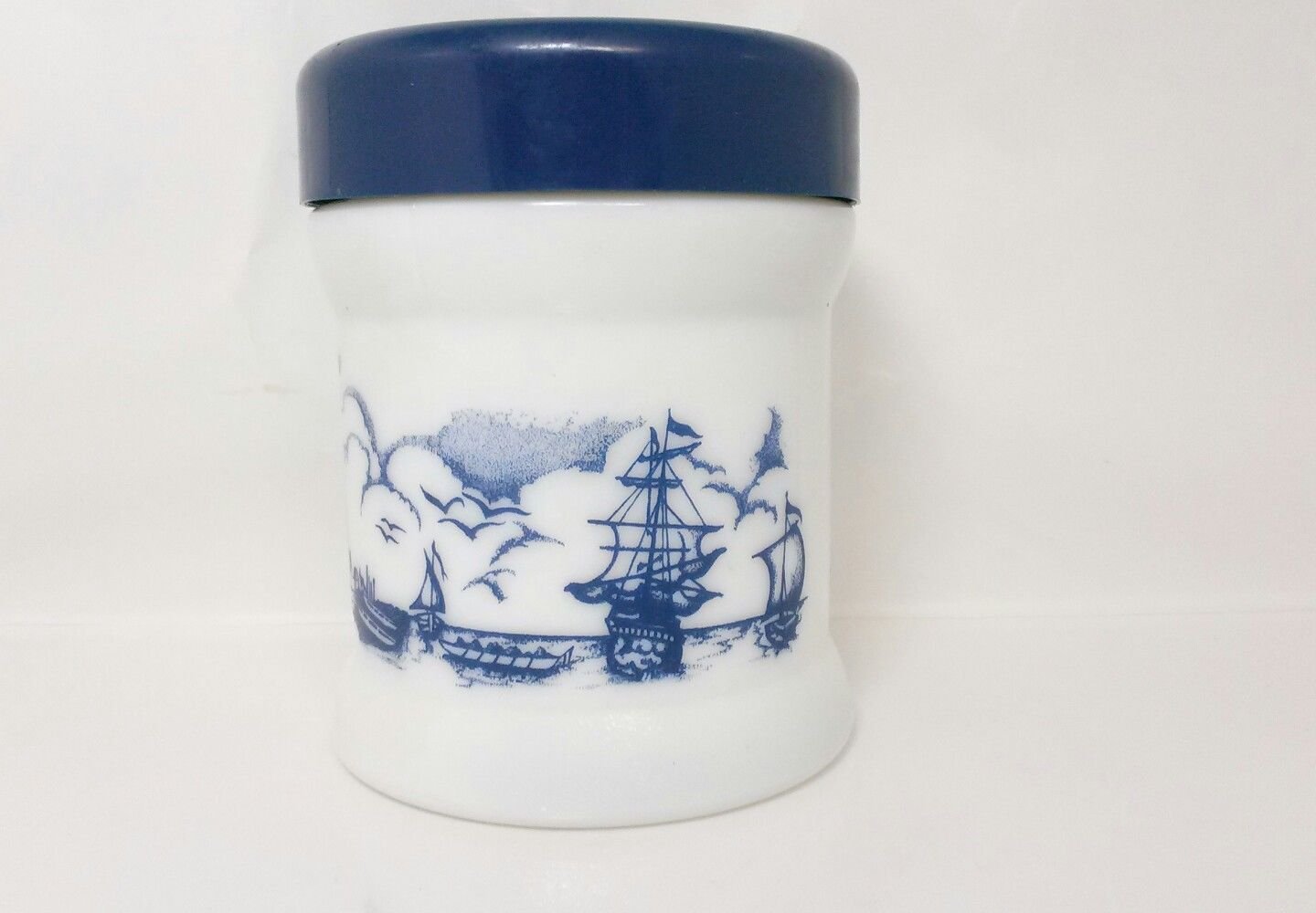 Milk Glass Humidor Tobacco Storage Jar White Canister Delft Blue Dutch