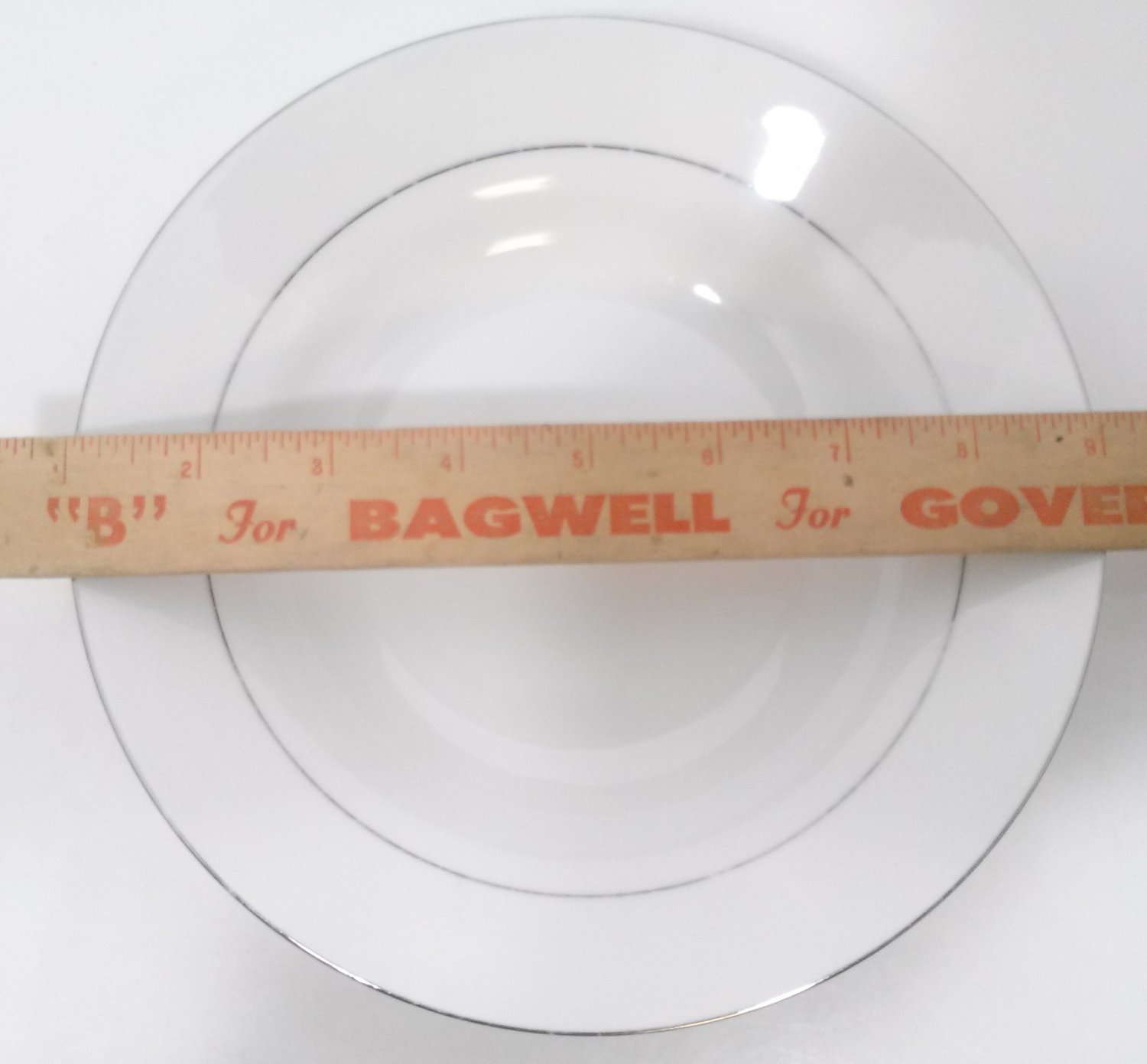 CLASSIC PLATINUM Rimmed Soup Bowl China 8 1/8"