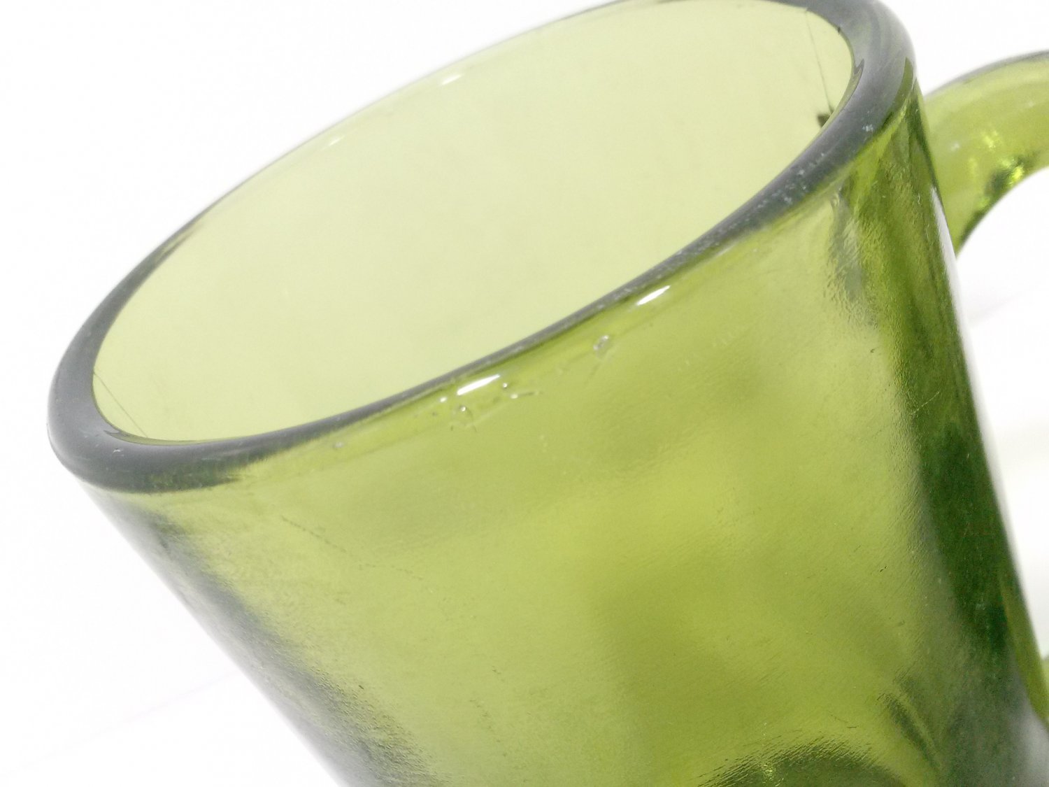 Green Glass Beer Mugs, Handled Mugs, Vintage Barware