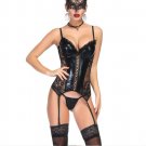 Gothic style ladies patent leather corset