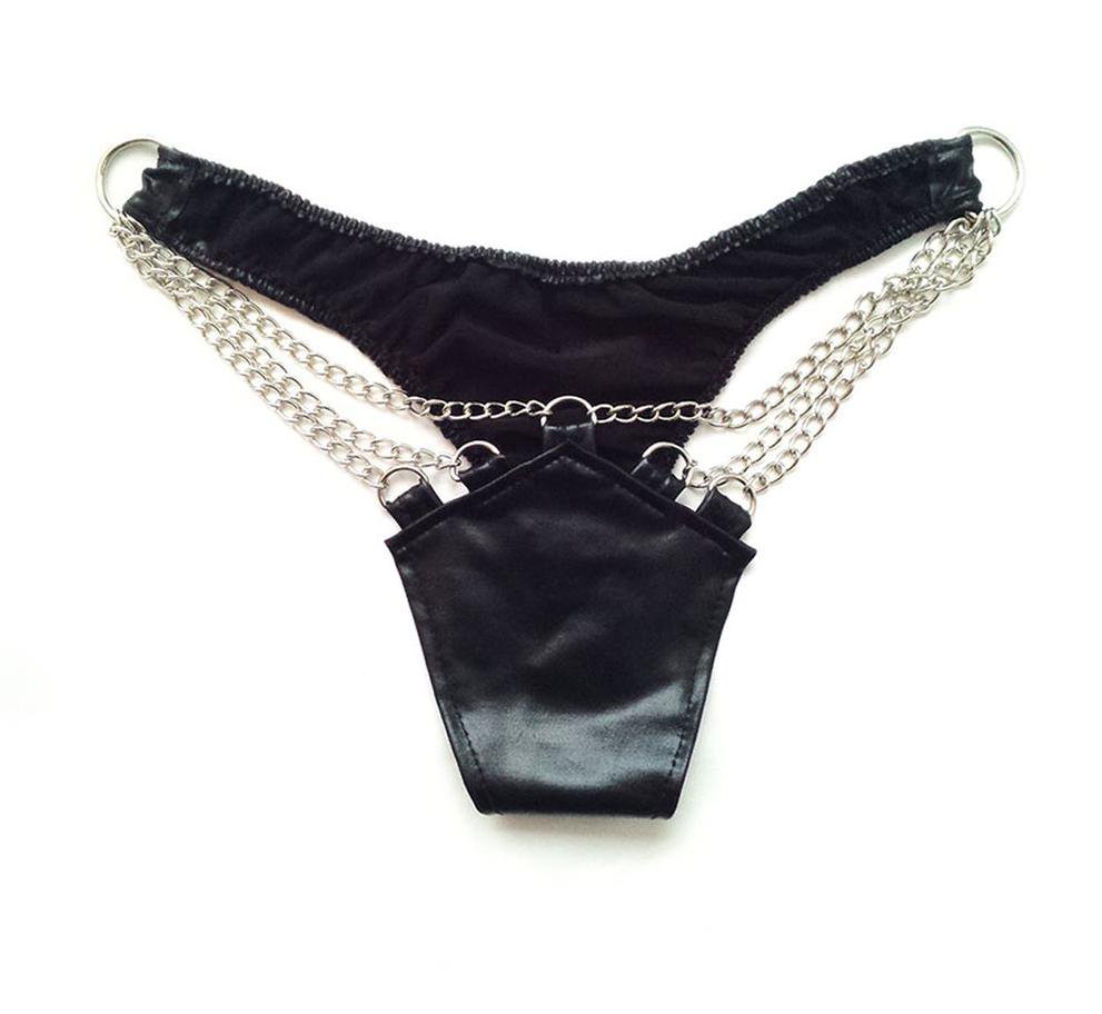 Chain Decorated Women S Leather Panties