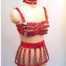 Handcrafted Sexy Heavy Duty Black Set 4 (Bra & Belt Skirt)