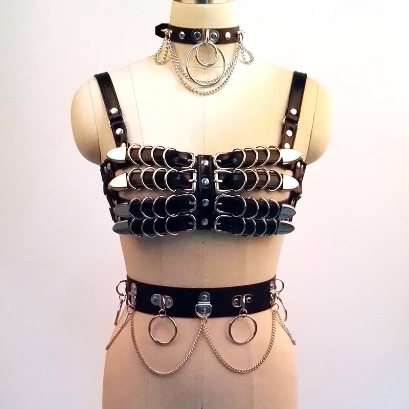 Handcrafted Sexy Heavy Duty Set 5 Bra Choker Waist Belt 