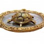 Metal Feng Shui Tortoise On Plate Showpiece (Golden, Diameter:5.5 Inch)