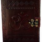 Metal Lock Brown Embossed Om Design 7″5 Handcrafted Leather Journal/Diary